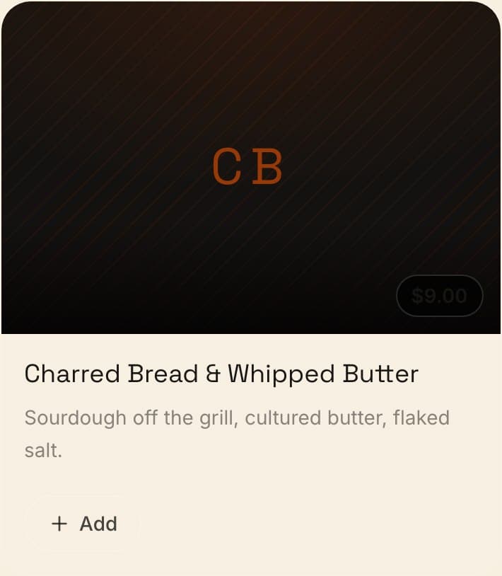 A dish card